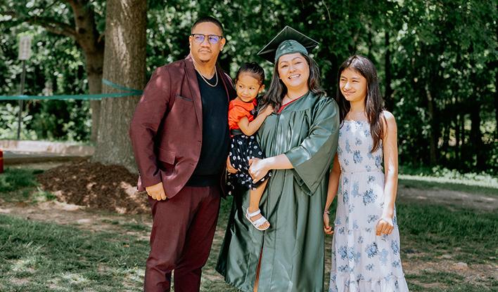 Family celebrating Commencement